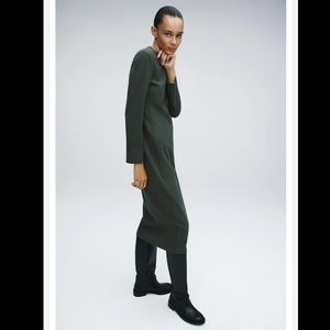 H&M Olive Green Wool Blend Midi Dress
